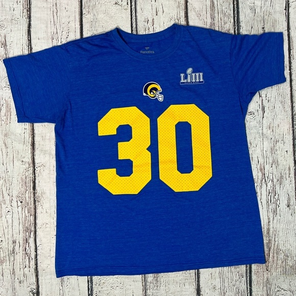 Todd Gurley Super Bowl Los Angeles Rams NFL Football Tshirt Mens - Picture 1 of 5